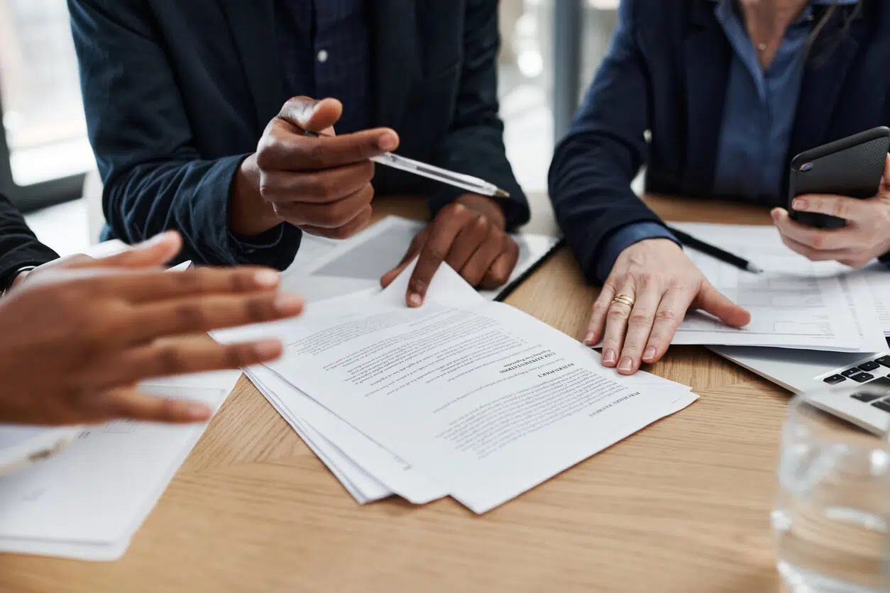 Corporate clients consulting with a breach of contract law firm in Santa Monica regarding production agreement compliance.