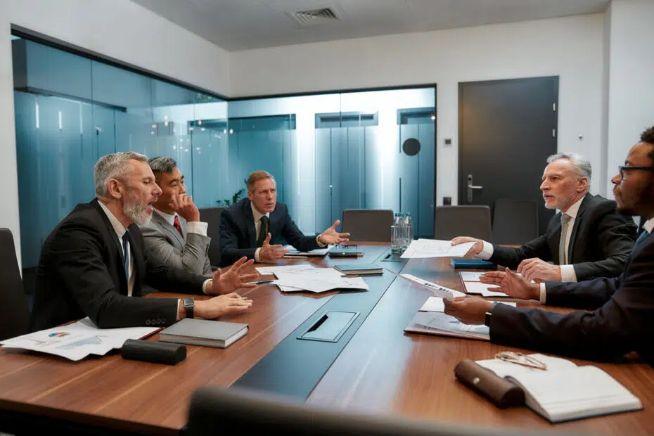 Santa Monica business lawyer guiding a corporate executive team through restructuring and layoff laws in California.